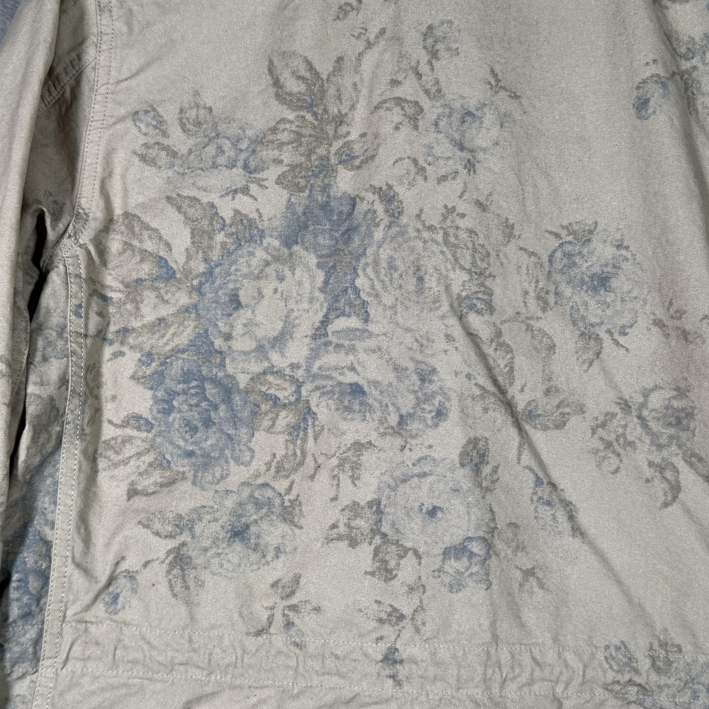 Chaps Jacket Womens M Beige Floral Cotton Military Utility Twill Zip Coat Field - Picture 10 of 11